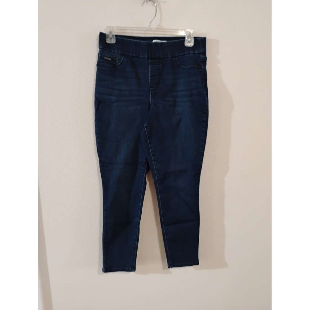 Nine West Heidi Pull On Crop Jeans Dark Wash Indigo Skinny Jeggings Size 6